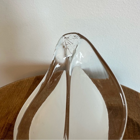 Murano Style White and Clear Tulip Vase Votive Candle Holder  Handmade in Italy - Picture 7 of 14